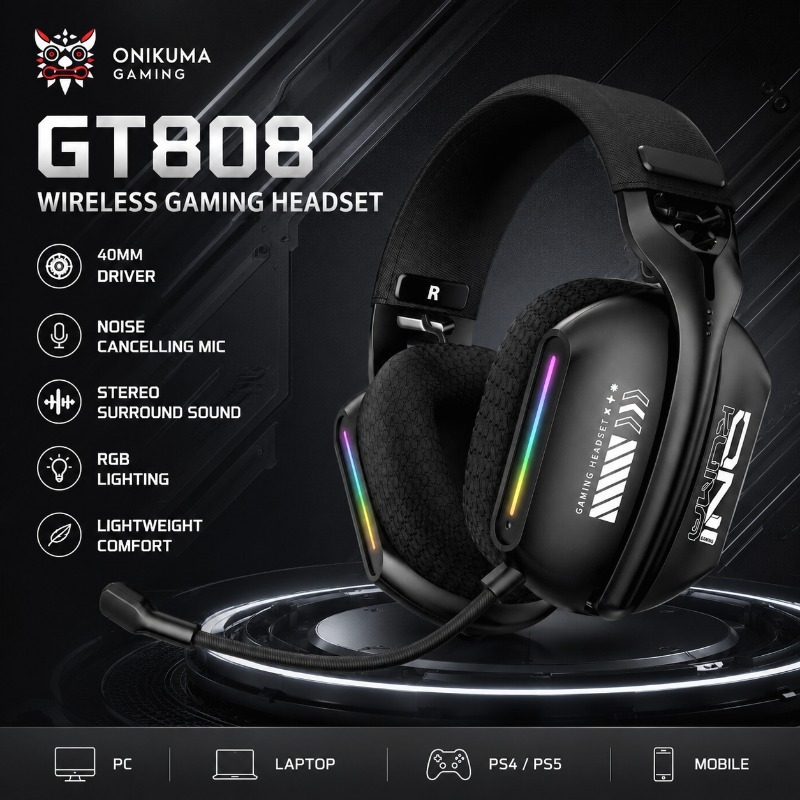 Gaming Console Amazon - ONIKUMA GT808 Bezprzewodowy zestaw słuchawkowy do